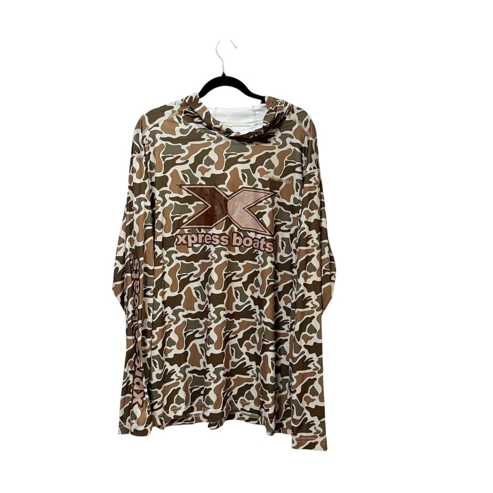 Whitewater Xpress Boats LWT Tech Hoodie Mens 2XL Brown Duck Camo Performance L/S
